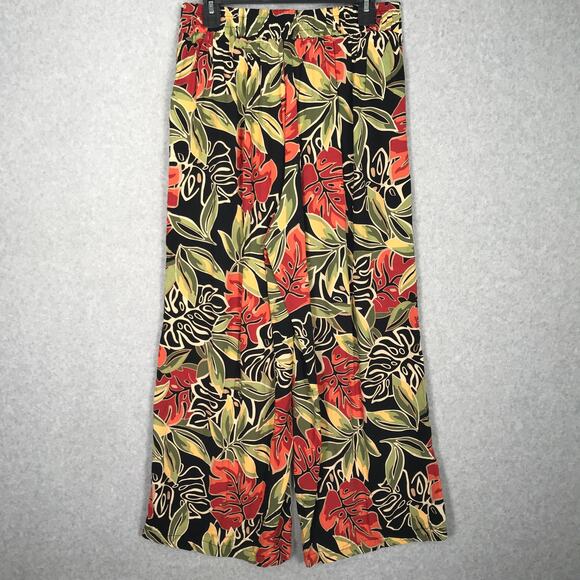 Panama Jack Pants Womens Small Floral Wide Leg Crop Aloha Coconut Flowy Resort‎ - Picture 9 of 13
